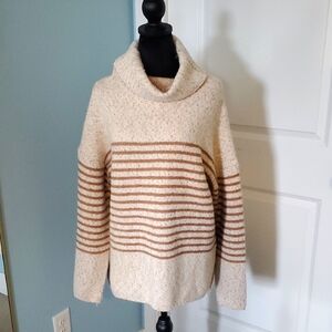 Lumiere Sweater Beige Cowl Neck with Stripes S oversized
